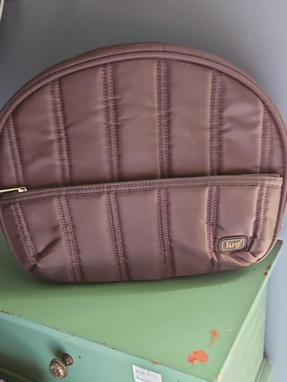 Lug NWOT Quilted Cosmetic Pouch - Plum/Brown